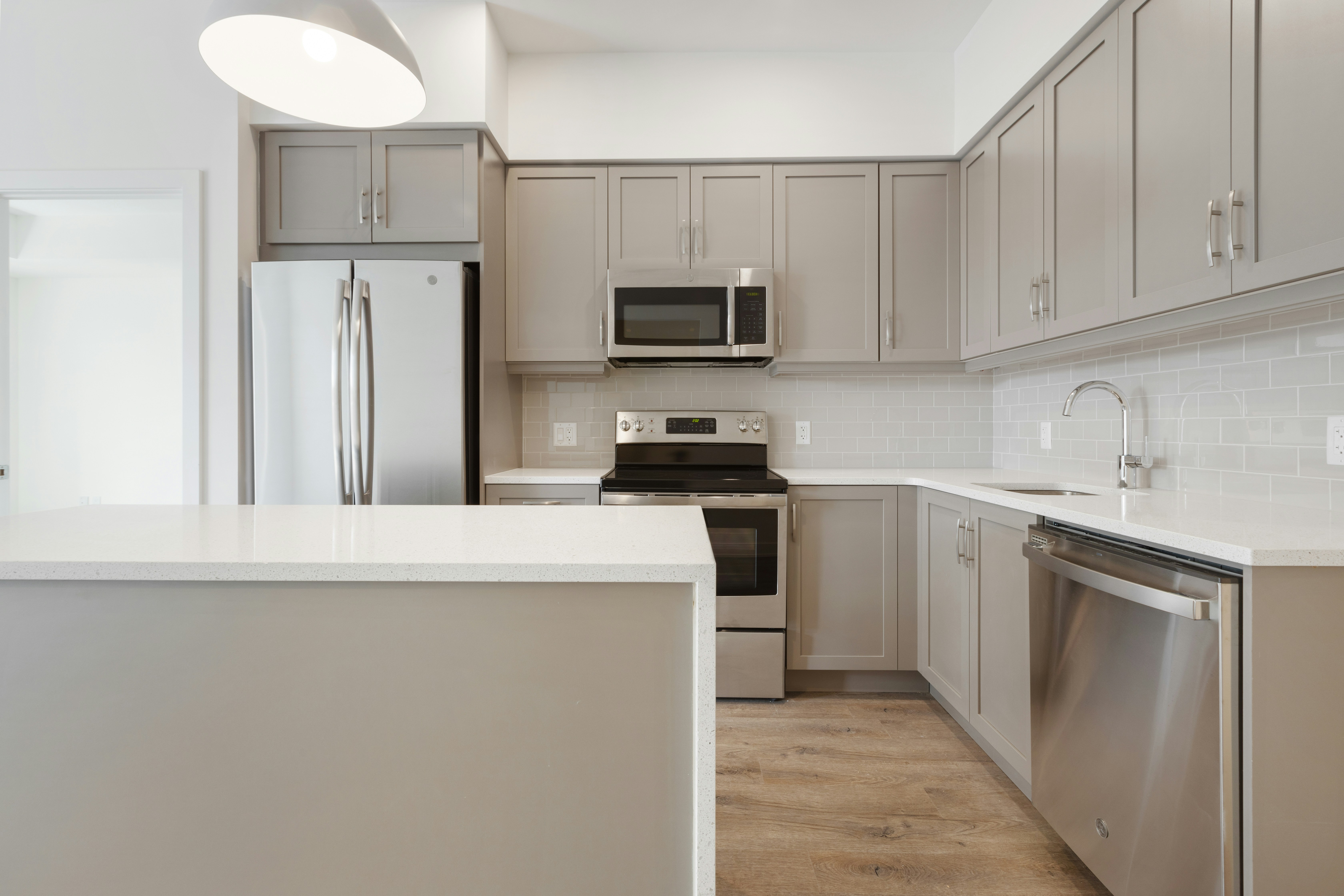White kitchen cabinets installation