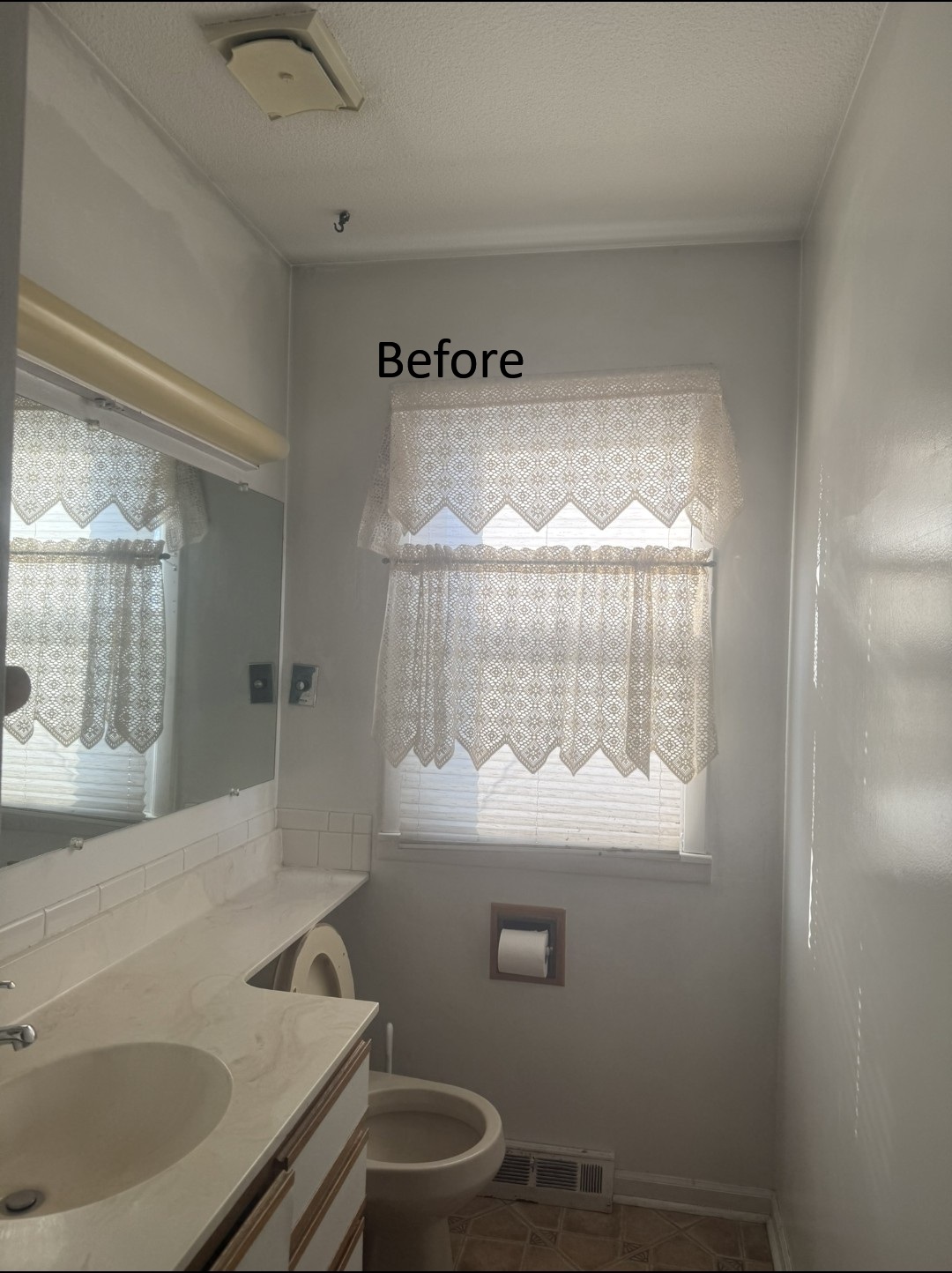 Bathroom before remodel - vanity and window