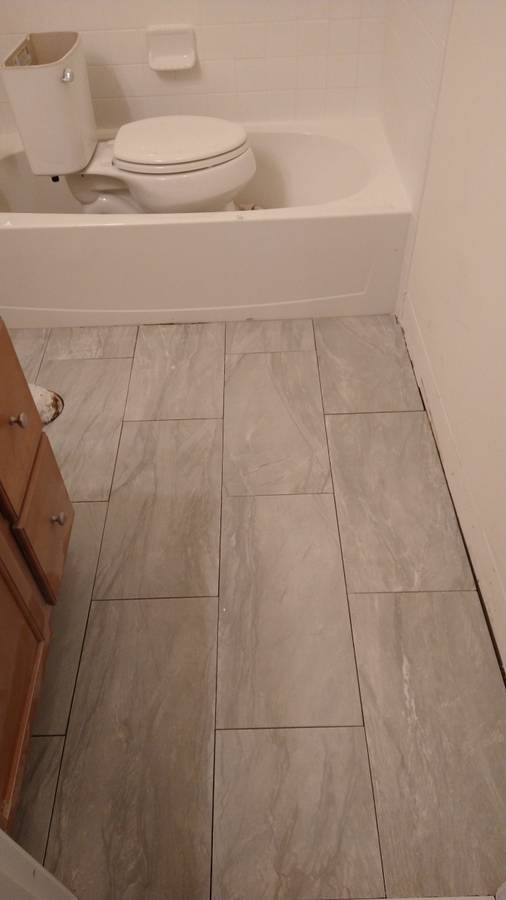 Bathroom floor tile installation